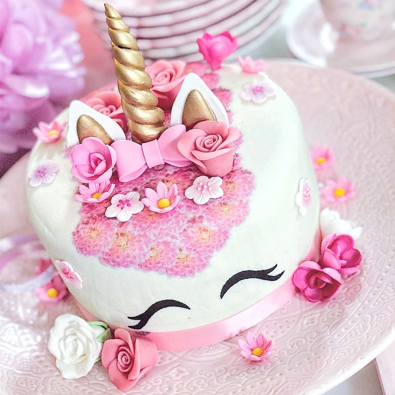 6 décorations de gâteau anniversaire fille licorne rose